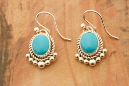 Artie Yellowhorse Genuine Sleeping Beauty Turquoise Sterling Silver Earrings